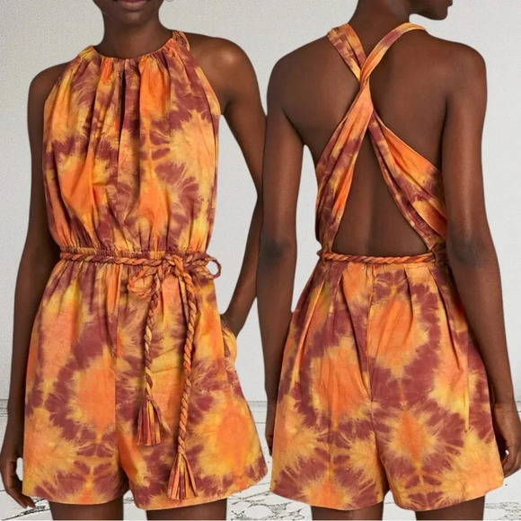 NEW ULLA JOHNSON Shaina Romper Red Topaz Size 8 - Picture 2 of 14